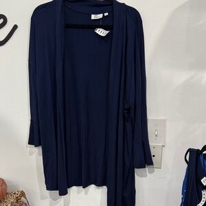 Kim Rogers Navy Draped Open Cardigan